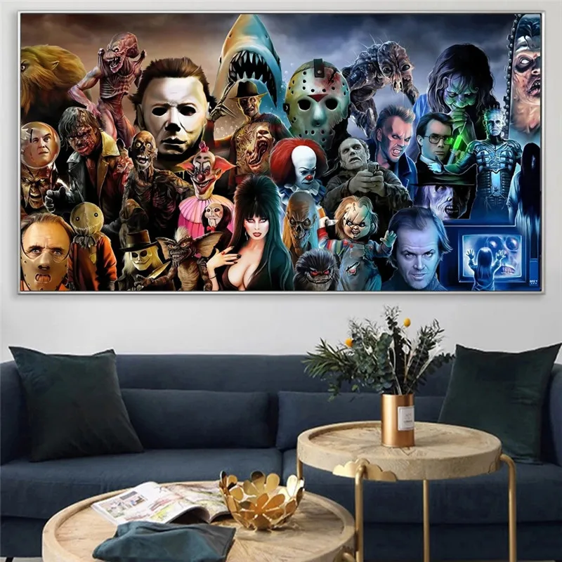 

Ужасная пленка, триллер, коллекция персонажей, Картина на холсте, постеры и печать, Настенная картина для гостиной, домашний декор без рамки