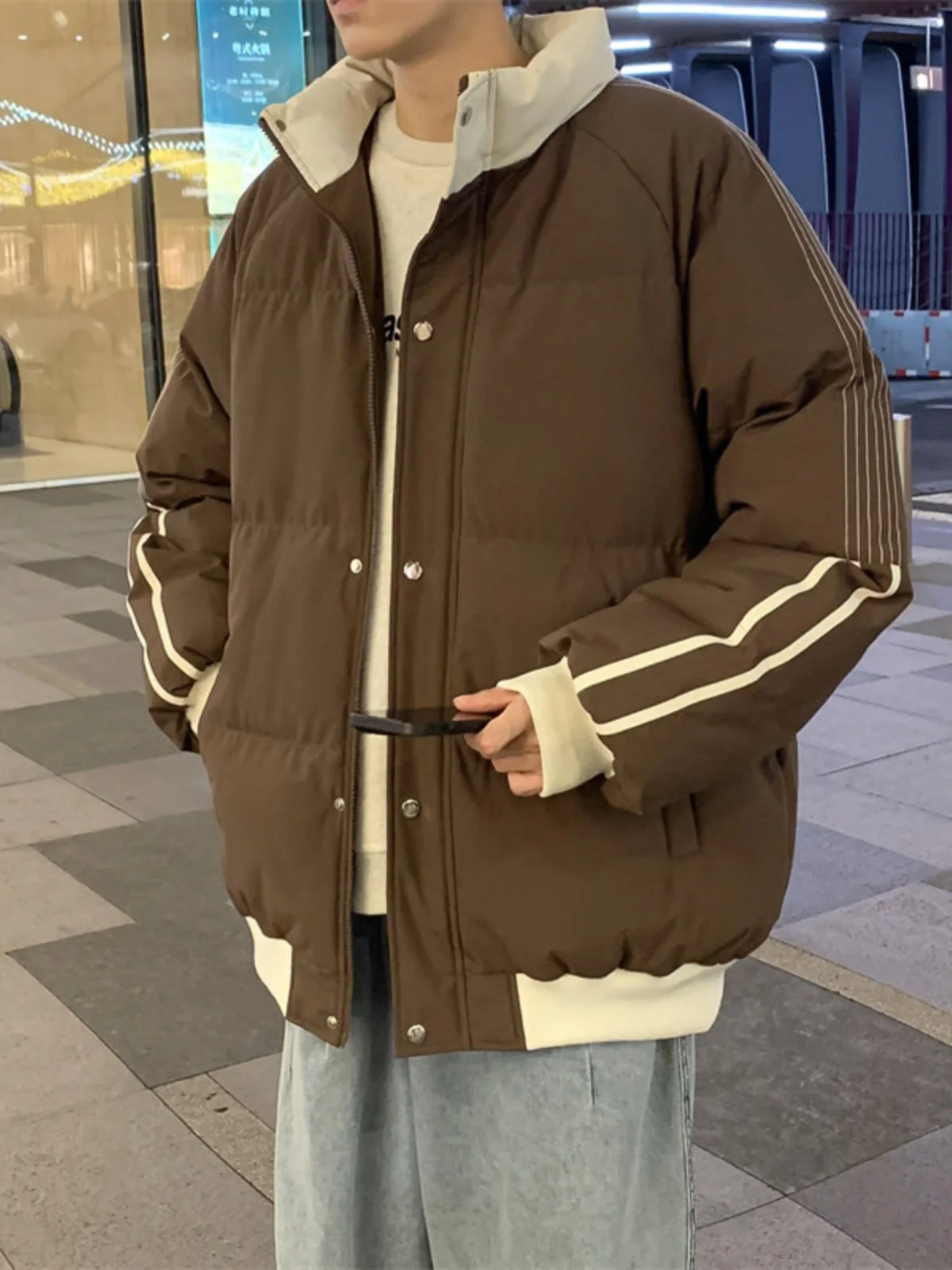 Американский пуховик с воротником-стойкой одежда на хлопковой подкладке мужская