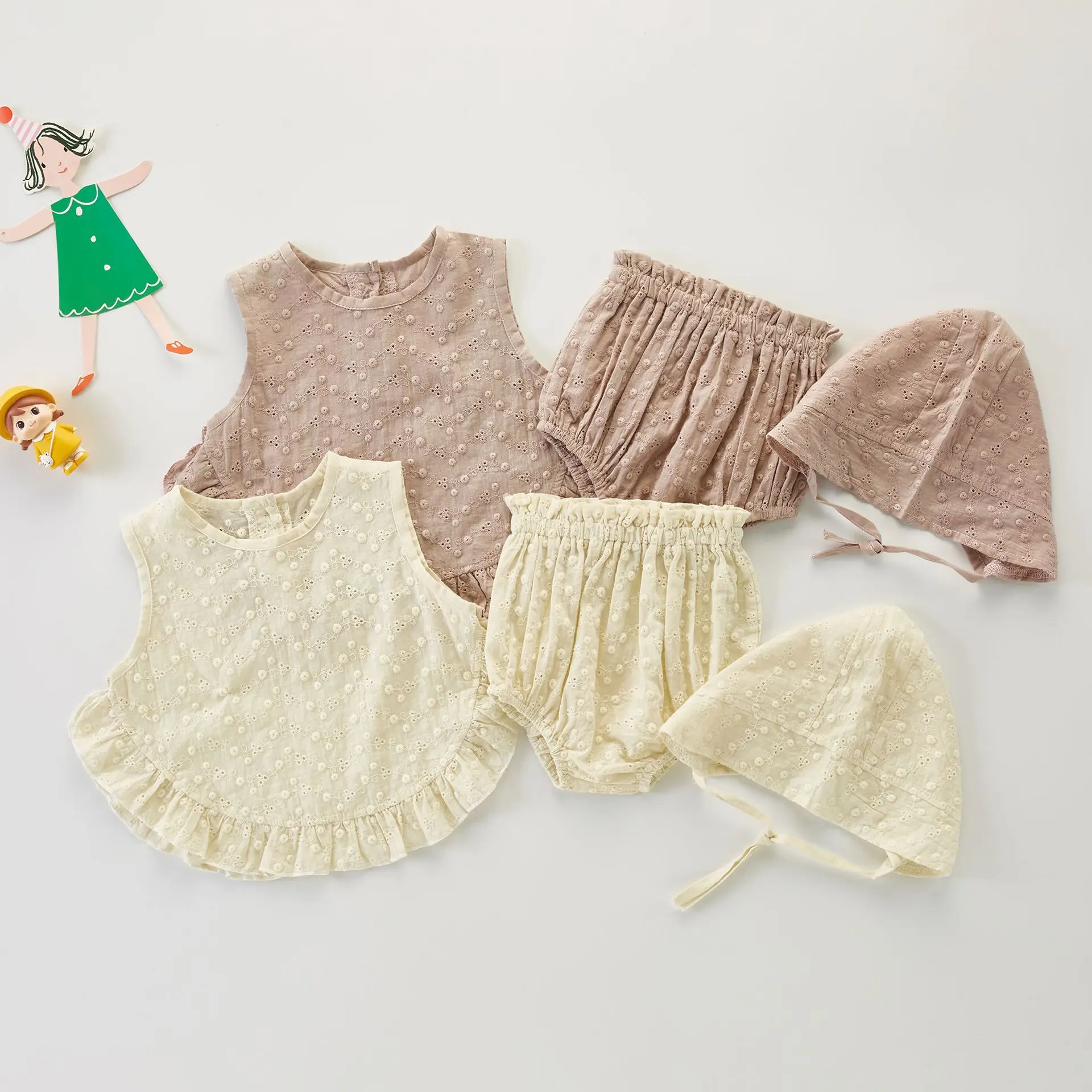 Freely Move Baby Girl Clothes Casual Tracksuit Clothing Summer Sleeveless Clothes For Babies T-shirts Pants For Kids Outfit