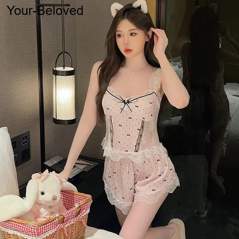 Топ и шорты на бретелях мини-пижамный костюм домашняя одежда из 2 предметов