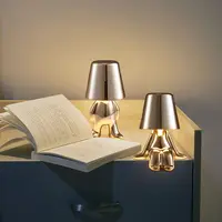 Golden Man Touch Control Table Lamp Led Desk Lamp with USB Port 3 Level Brightness Thinker Night Lamp for Office Bedside