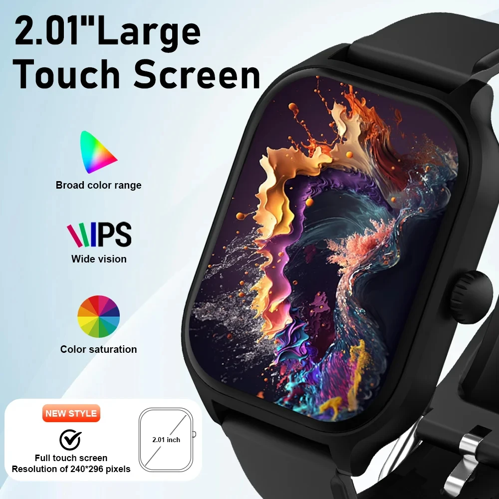 Фото Новые умные часы Xiaomi, 2,01-дюймовый HD-дисплей, ответ на вызов, уведомление о вызове, предварительный обзор, спортивные режимы, сделай сам, циферблат, прогноз погоды для мужчин и женщин №3