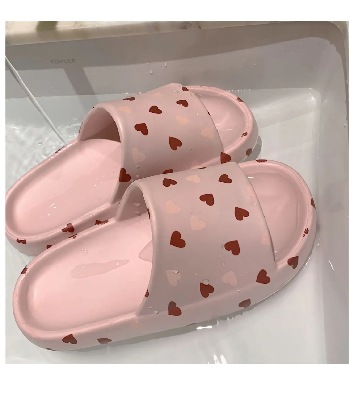 Fashion Women Summer EVA Slippers Lady One Word Open Toe Slippers Summer Family Bathroom Cute Indoor Home Floor Sandals Slippers