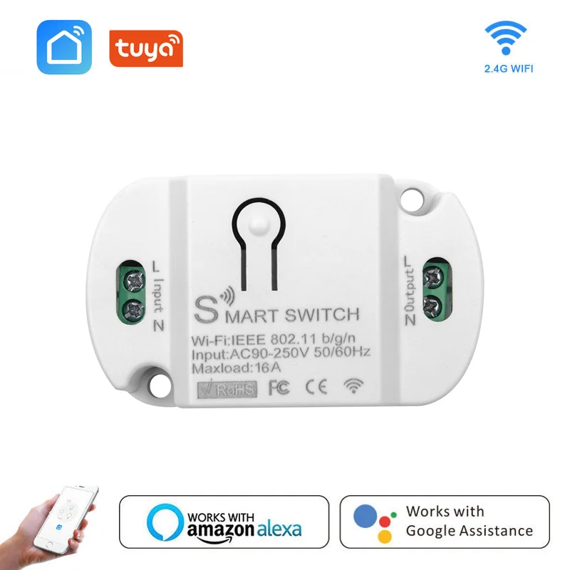 

Смарт-выключатель Tuya, 16 А, Wi-Fi, таймер, беспроводные переключатели, автоматизация умного дома, совместим с Alexa Google Home IFTTT Smart Life