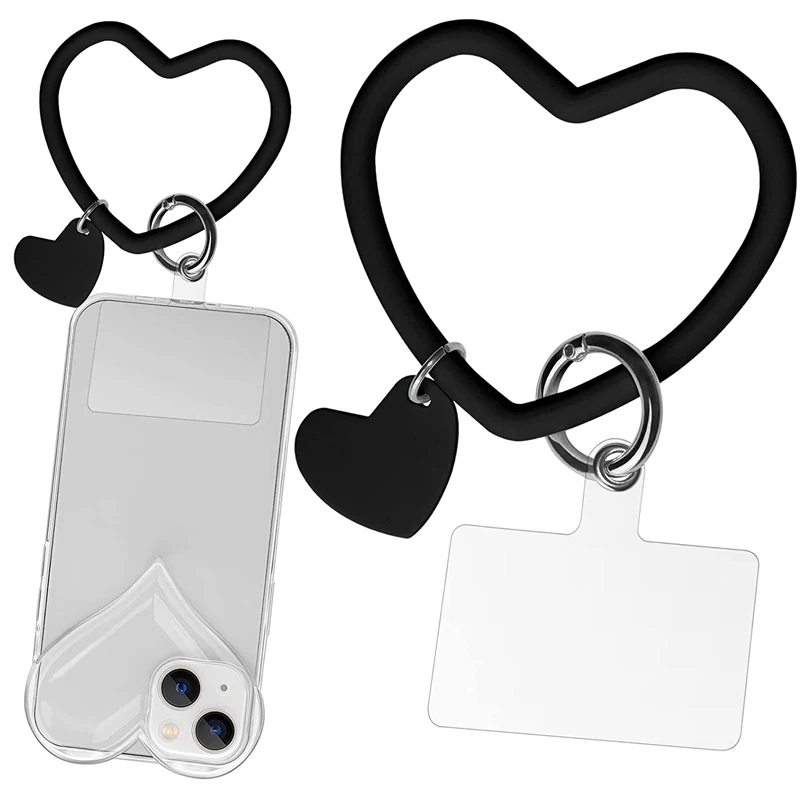 

Silicone Heart Loop Phone Lanyard Cell Phone Hand Wrist Lanyard Strap with Key Chain Holder Universal for Phone Case Holder