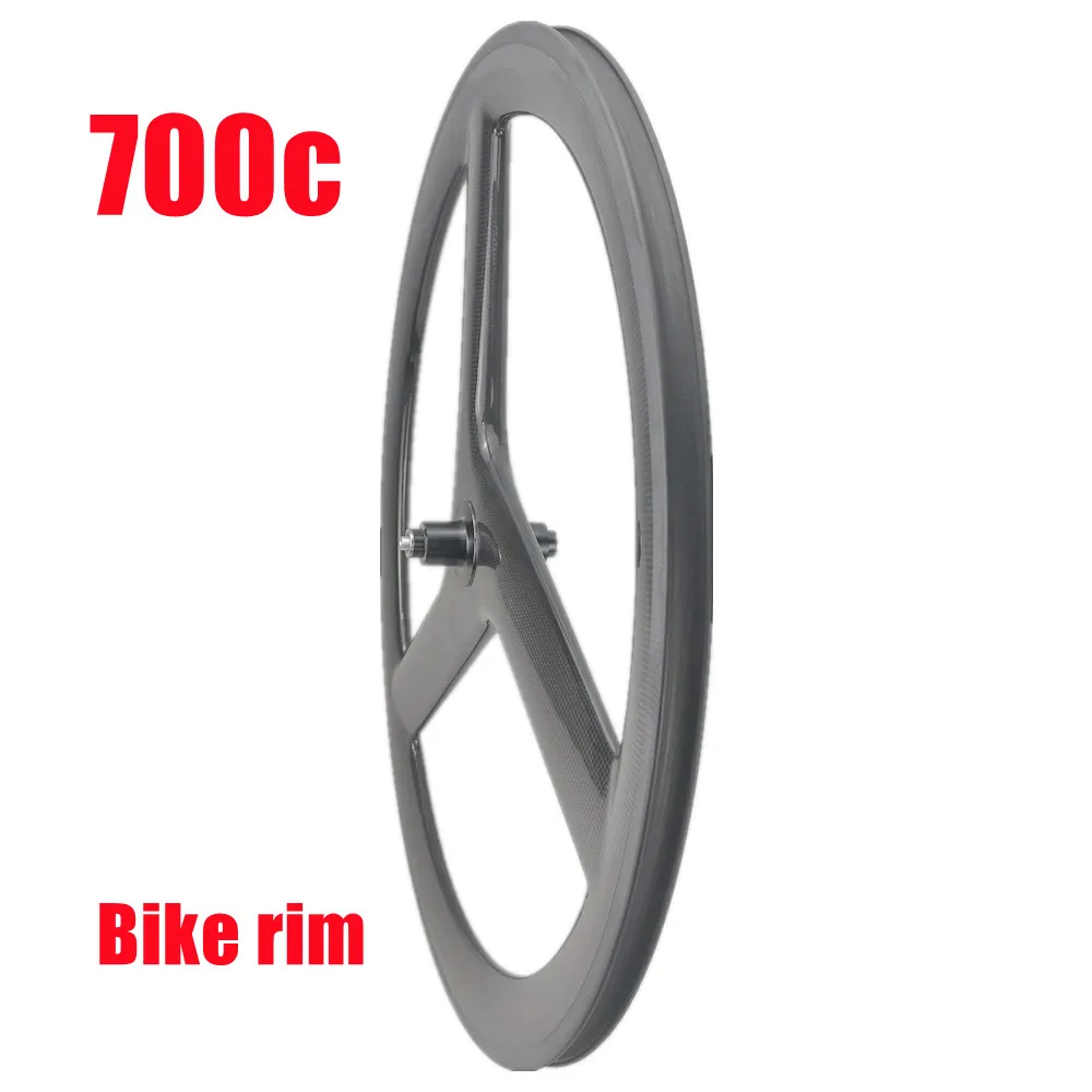 

3Spokes Road Bike 700C Clincher 50MM Depth 23MM Width Tri Spoke Road Bike Wheel Rim V Brake Edge 3k Glossy