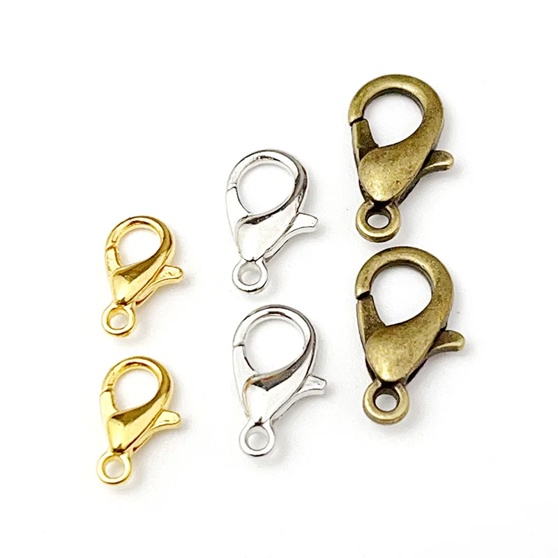 

100 Pcs Metal Gold Plated White K Zinc Alloy Lobster Buckle DIY Make Handmade Necklace Bracelet Connecting Accessories Material