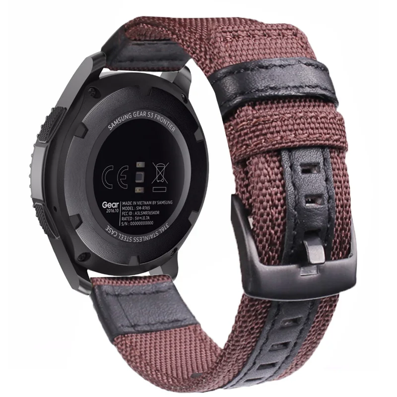 Ремешок нейлоновый для Samsung Gear S3 S2, классический браслет для наручных часов, с пряжкой из нержавеющей стали, черный зеленый кофе