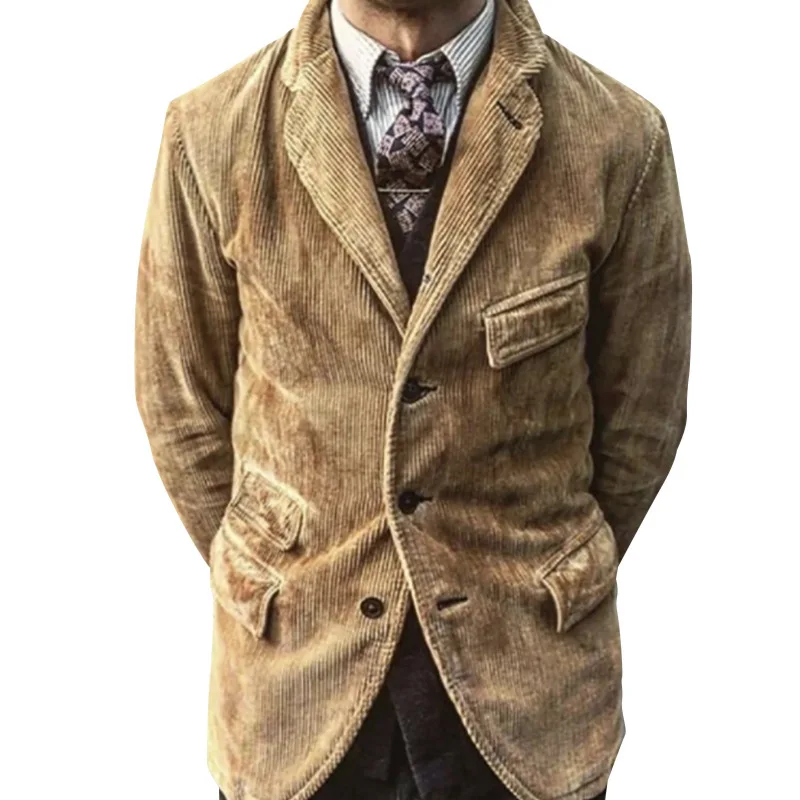 

2021 New European And American Foreign Trade Hot Style Men's Casual Fashion Solid Color Open Lining Jacket Men