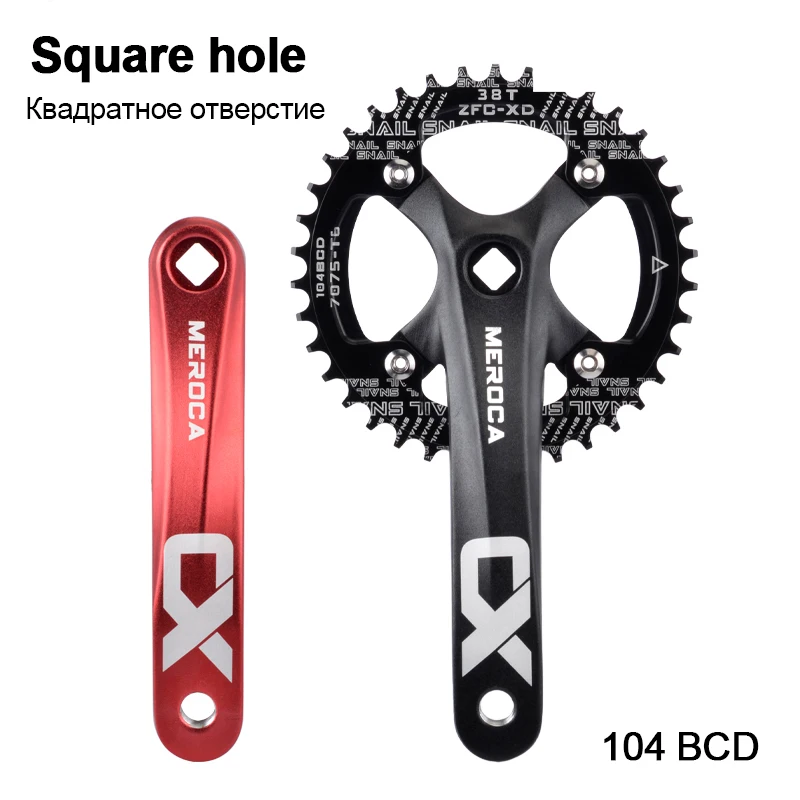 

CX Square Hole Bicycle Crankset 104BCD Aluminum Alloy IXF Square Hole Mtb Mountain Bike Crankset 170mm 32T/34T/36T/38T/40T/42T