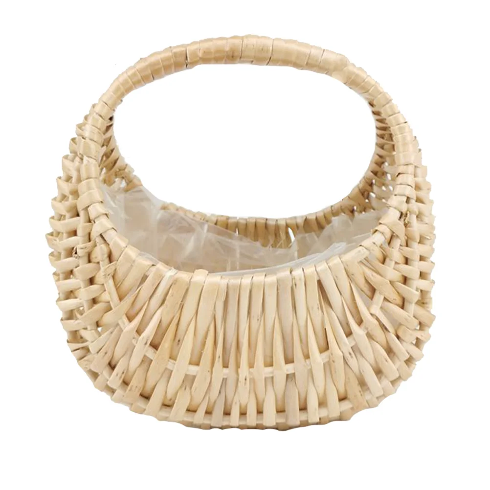 

Basket Flower Container Girl Sundries Storage Baskets Props Wedding Picinic Petal Planter Vase Vintage Organizer Seagrass Woven
