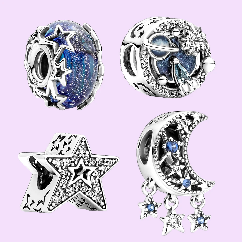 

925 Silver Sparkling Natural Starry Sky Fit for Pandora Trendy Banquet Jewelry DIY Bracelet Necklace Ladies Fashion Gift