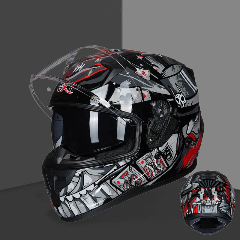 New DOT Motorcycle Double Lens Safe Racing Helmet Moto Riding Motocross Full Face Helmet Four Seasons Motorbike Universal Casco