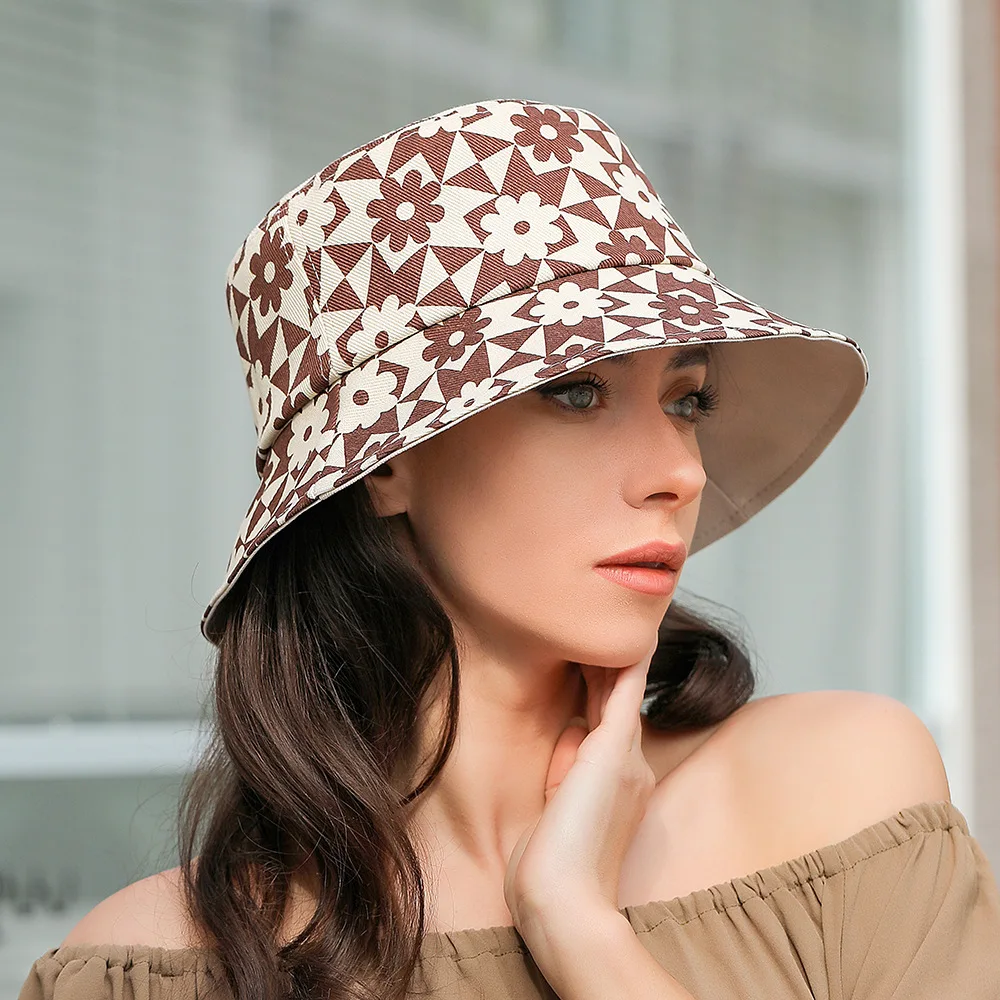 

Cotton Bucket Hats Women Summer Sunscreen Panama Hat Men Floral Print Sunbonnet Fedoras Outdoor Fisherman Hat Beach Cap