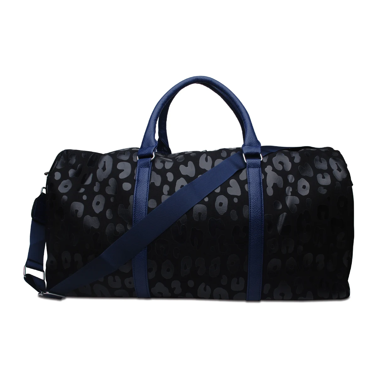 Canvas Black Leopard Duffle Bag Women Casual Travel Beach Tote Large Capacity PU Luggage Weekender Overnight Sports Bag Domil105