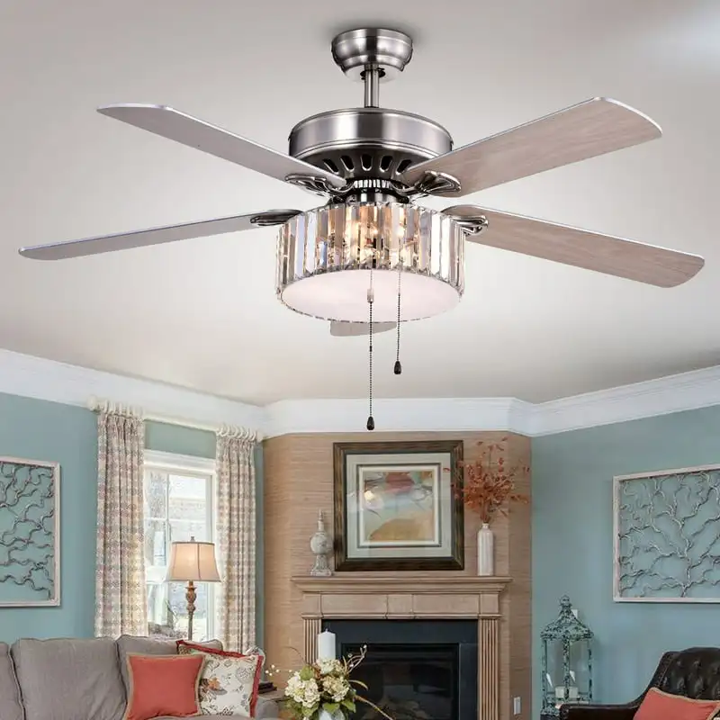 

3 Light Nickel Crystal Ceiling Fan