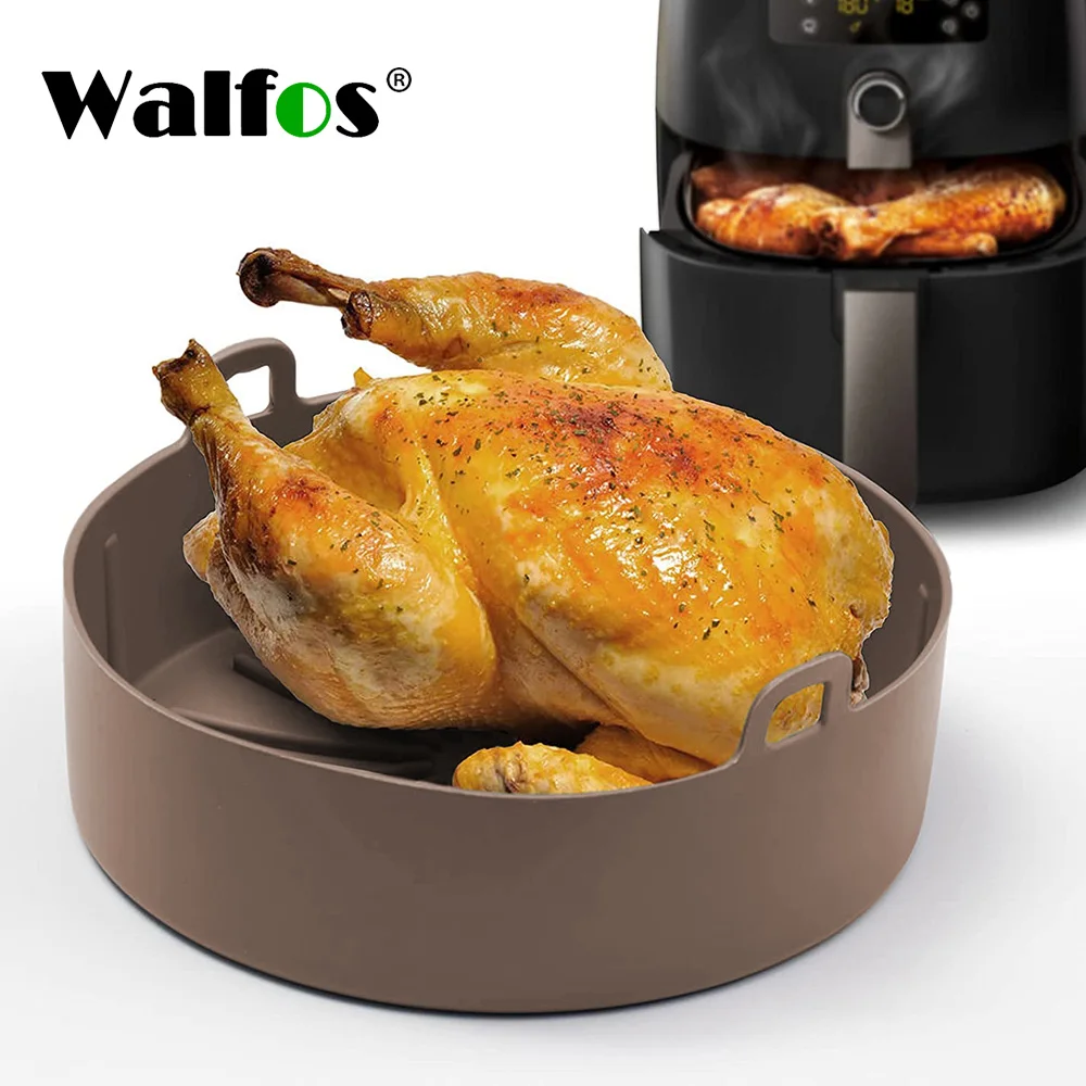 

Walfos Reusable Air Fryer Silicone Pot FDA Food Grade Silicone Air-Fryer Microwave Basket Easy Cleaning