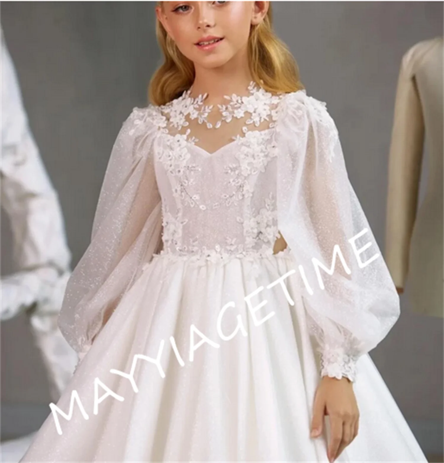 

Женское кружевное атласное платье с цветочным рисунком, детское свадебное платье для подружки невесты, платье макси для первого причастия