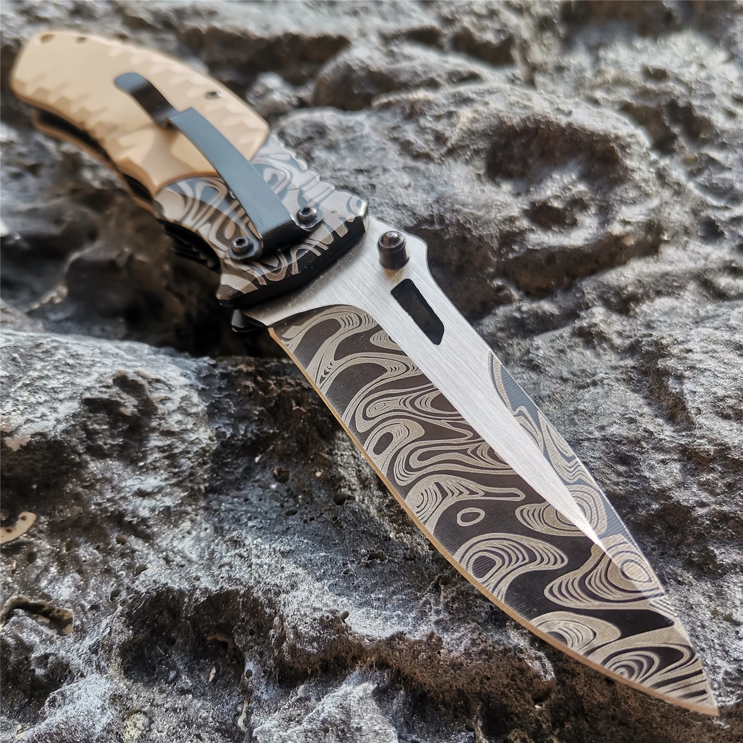 Складной нож с красочным рисунком карманный клинок 7CR13 рукоятка G10 тактические