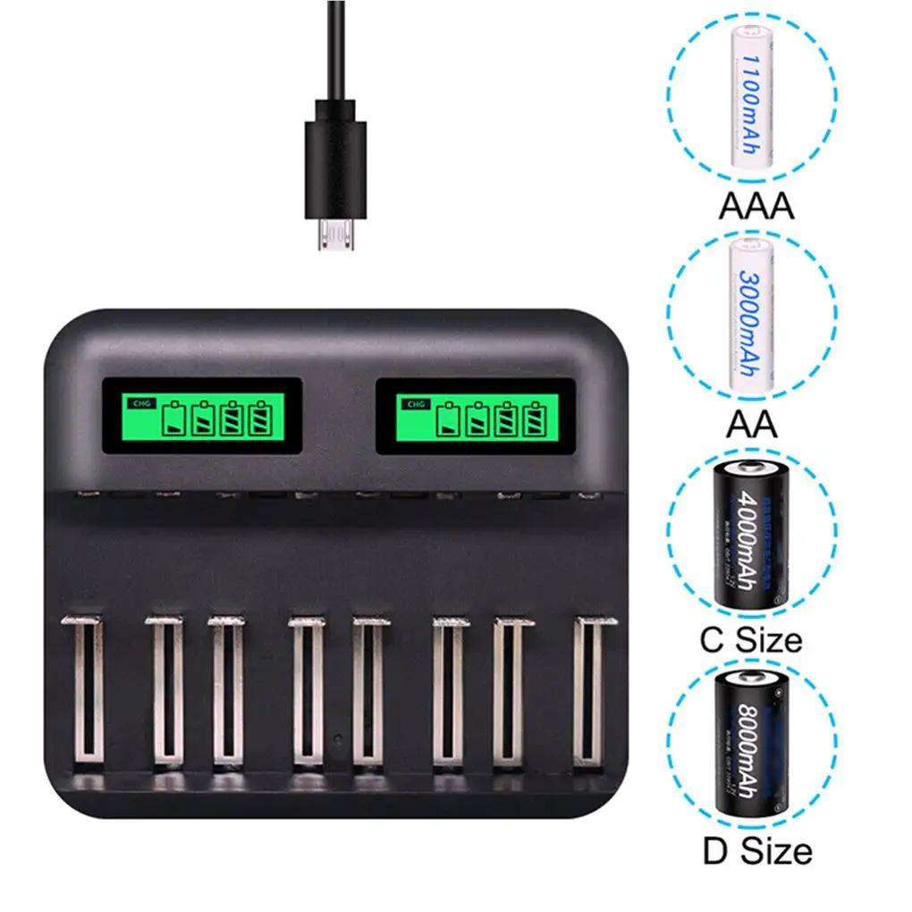 

Intelligent Battery Charger Portable Rechargeable Batteries Chargers Lightweight Charging Equipment with Smart Chip
