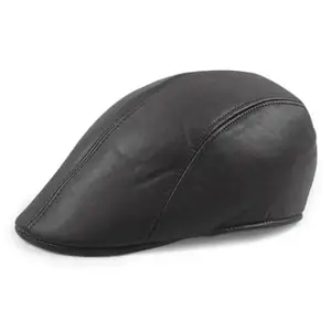 Imported Tear-resistant  Simple Winter Men Newsboy Cabbie Hat Faux Leather Driver Cap Waterproof   for Reunio