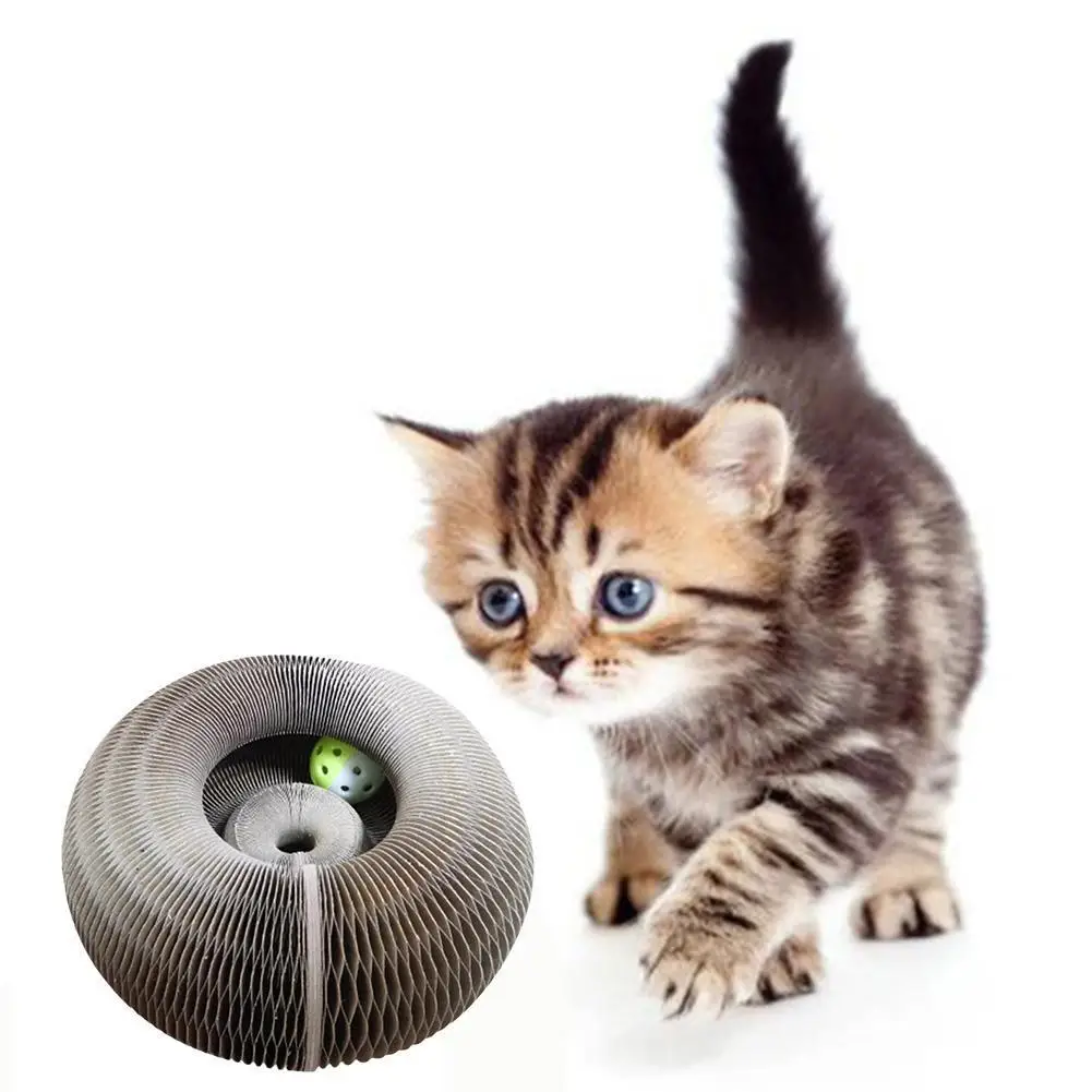 

Magic Organ Cat Scratch Board With Bell Ball Round Folding Corrugated Cat Litter Cat Climbing Frame Grinding Claw Toy Supplies