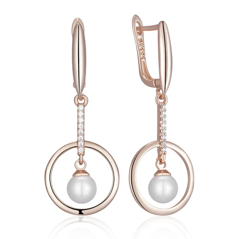 Женские висячие серьги Kinel с геометрическим жемчугом, розовое золото 585, цвет с натуральным цирконом, этнические свадебные украшения в стиле бохо