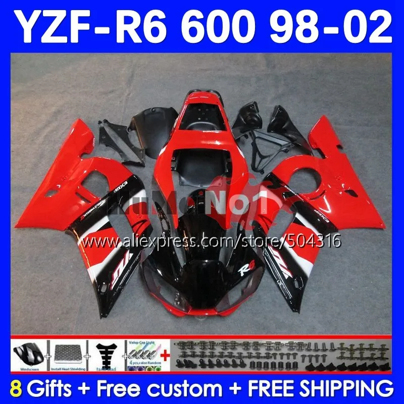 

Body For YAMAHA YZF-R6 YZF R6 R 6 600 YZF600 4No.93 YZFR6 98 99 00 01 02 YZF-600 1998 1999 2000 2001 2002 Fairings Glossy Red