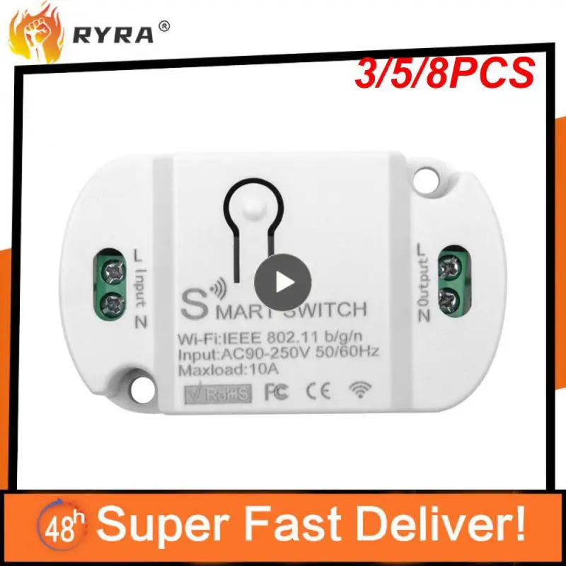 

3/5/8PCS Wifi Timer Wireless Switches 10a Smart Switch Compatible With Alexa Google Home Breaker Module