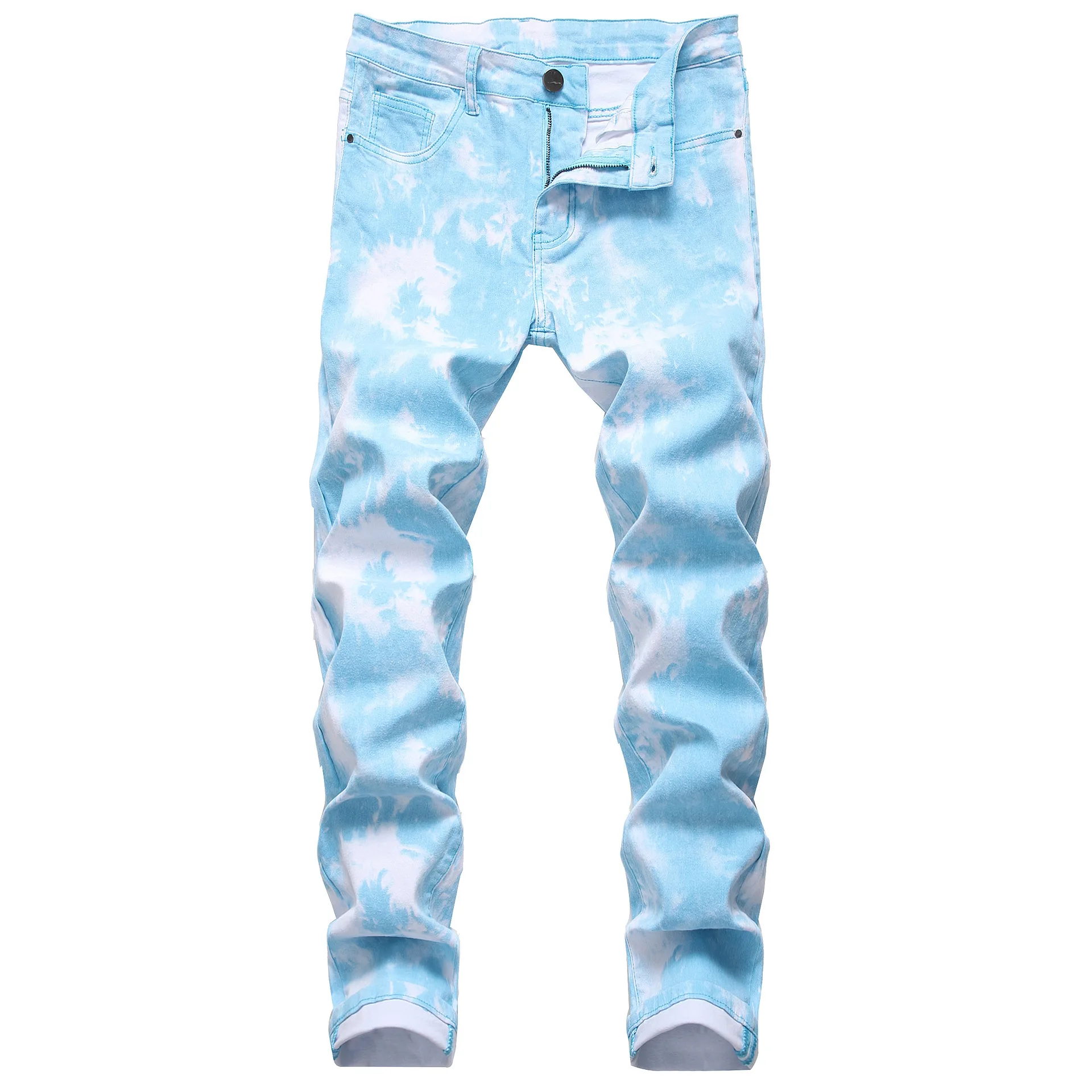 

Fashion Men's Jean Stretch Slim Fit Colorful Trousers Streetwear Casual Men Tie Dye Skinny Denim Punk Pants Plus Size Jeans Uomo