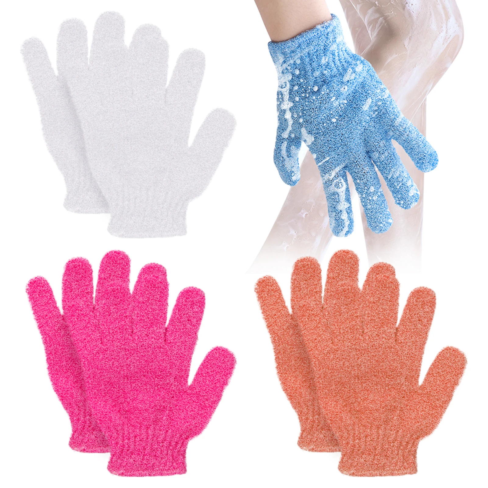 

4 пары, двусторонние массажные перчатки для ванны