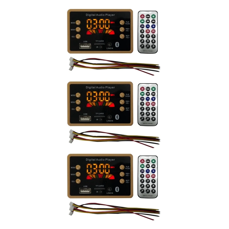 

Hot-3X Wireless Bluetooth MP3 Decoder Decoding Board Module 12V USB MP3 Player WMA WAV Support TF Card FM Radio Module