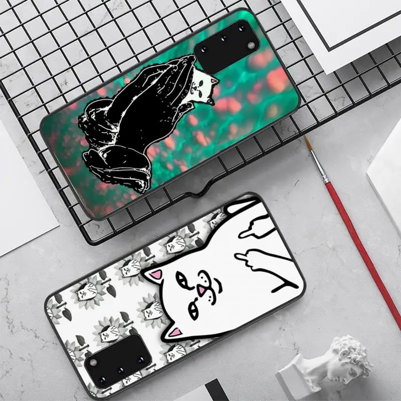 

Middle cute fingers cat-RIPNDIPS Phone Case for Samsung S20 lite S21 S10 S9 plus for Redmi Note8 9pro for Huawei Y6 cover