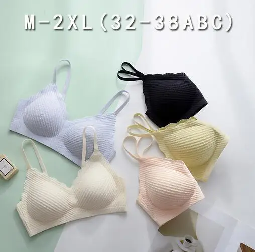 

Lace underwear women gathering sexy bralette thin seamless no steel ring bra seamless latex small breast comfortable brassiere