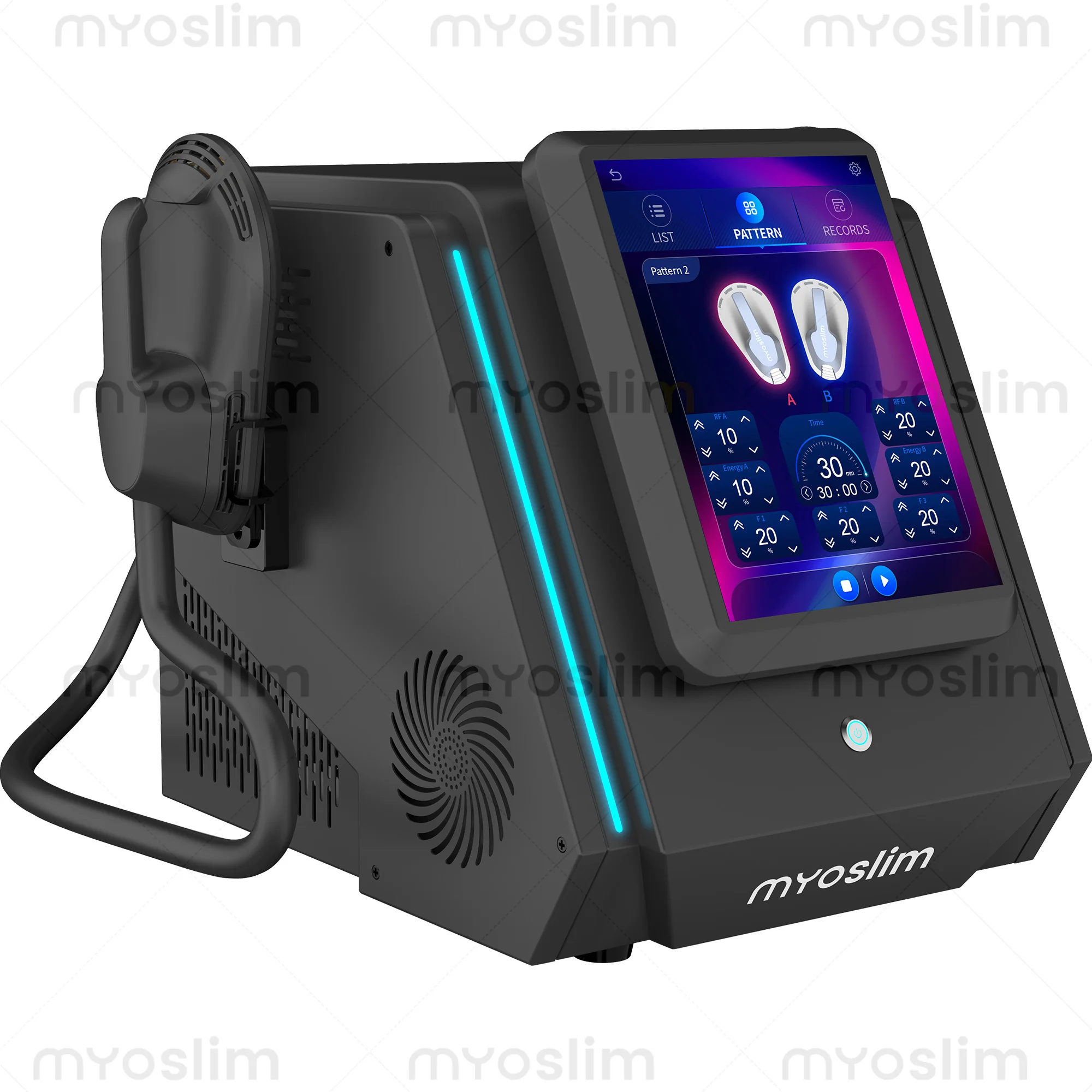 Фото Аппарат для коррекции фигуры Myoslim с двумя рукоятками: для наращивания мышц, подтяжки ягодиц, снижения веса и контурной пластики тела №5