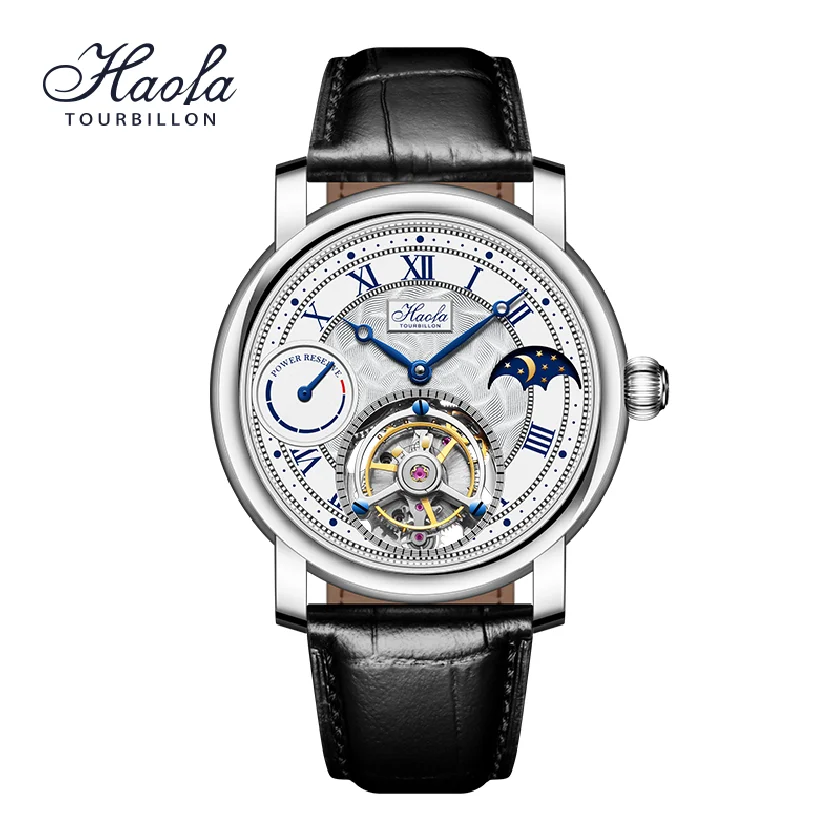

Haofa Luxury Tourbillon Watch For Men Mechanical Sapphire Manual Tourbillon Moonphase Wristwatches Skeleton Watch Fashion 2022