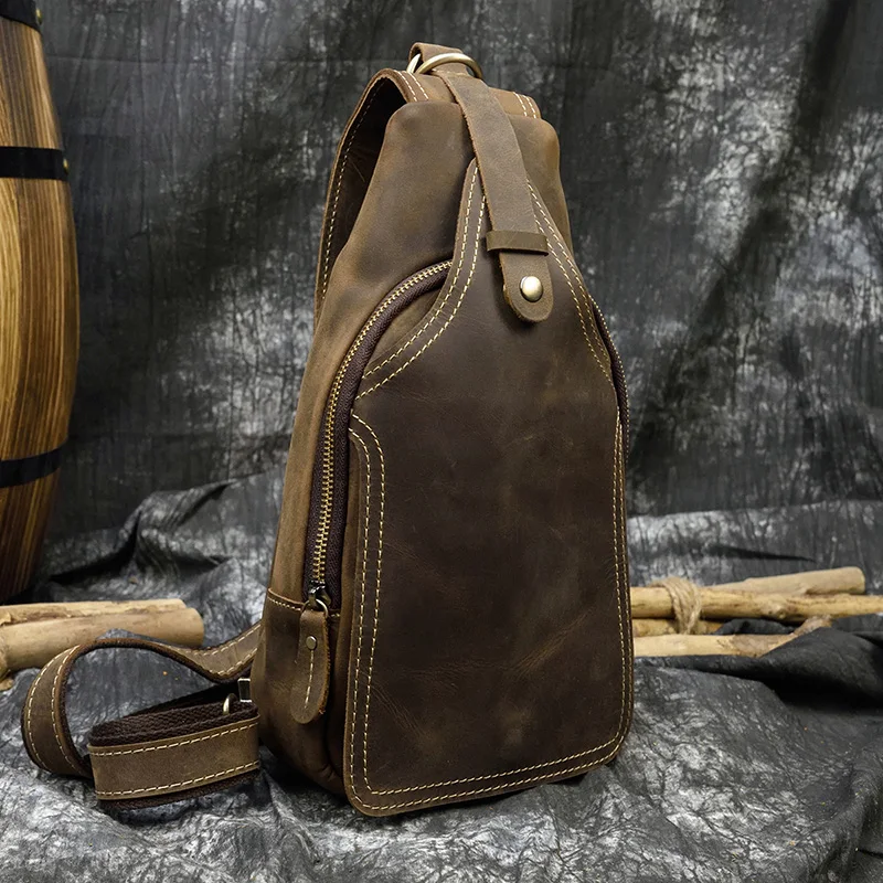 

Shoulder Theft Sporty For One Men Ipad Bags Leather Bag Casual Male Bags Chest Men Chest Anti Slim Cow Mini For Pack Leather