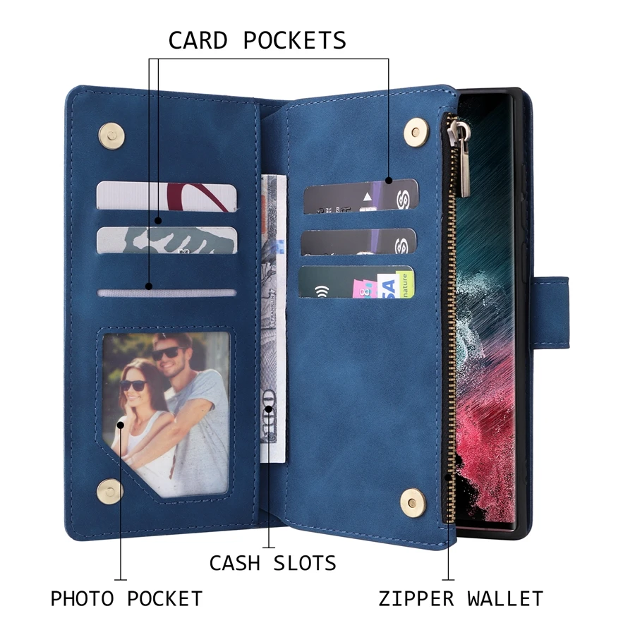 Retro Flip Leather Case for Samsung Galaxy S23 Ultra S22 Plus S21 FE S20 FE S10 S9 S8 Note 20 Ultra 10 Lite 9 Cards Wallet Cover