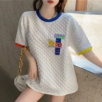 women summer 2021 casual o neck loose t shirt daily all match pure cotton bottoming patchwork basic t shirts woman tops mujer