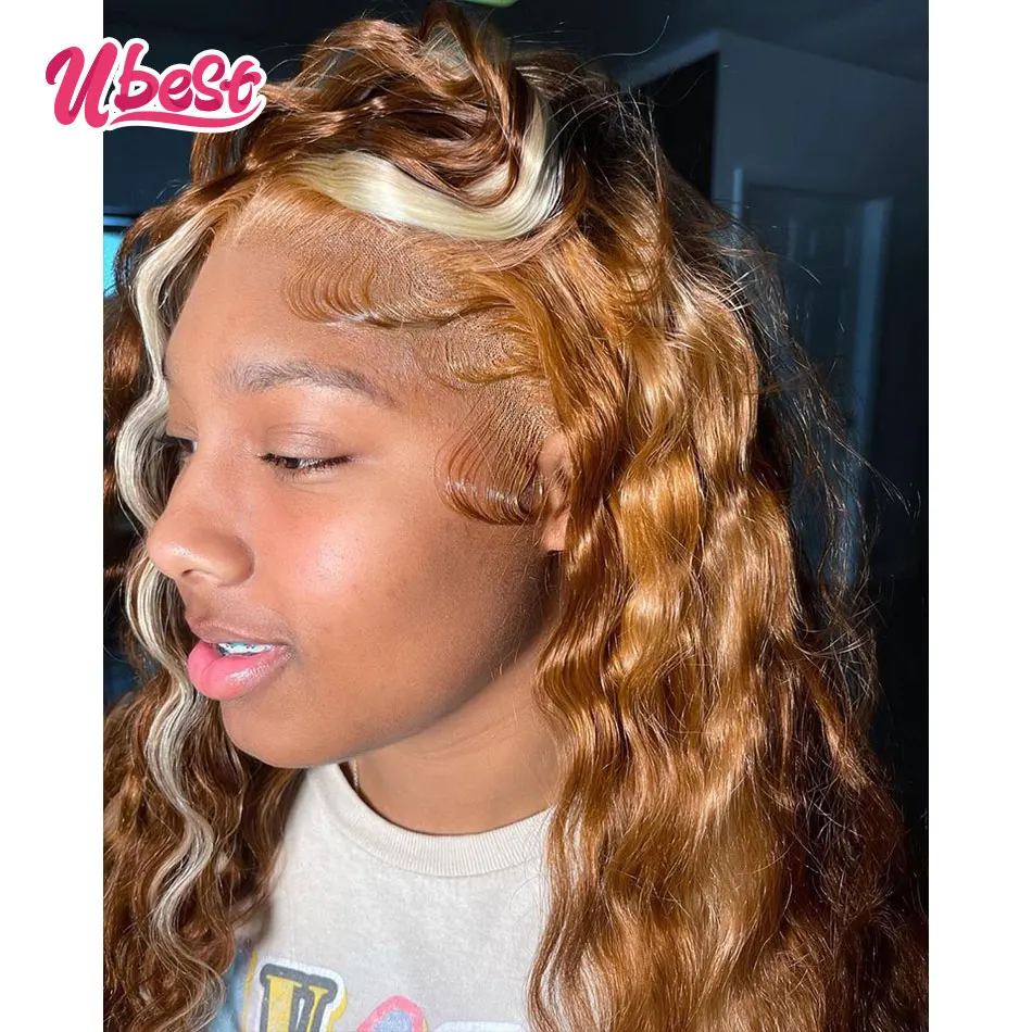 Светлые свободные фронтальные человеческие волосы со шнуровкой 13x4 Ubest с 613