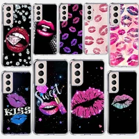 sexy kiss lips phone case coque for samsung galaxy s21 ultra 5g s20 fe s20 plus s10e s10 lite s8 s9 plus s7 shell cover funda