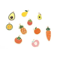 10pcs fruits vegetable enamel charms avocado metal charms for bracelet earring jewelry making supplies diy keychain accessories