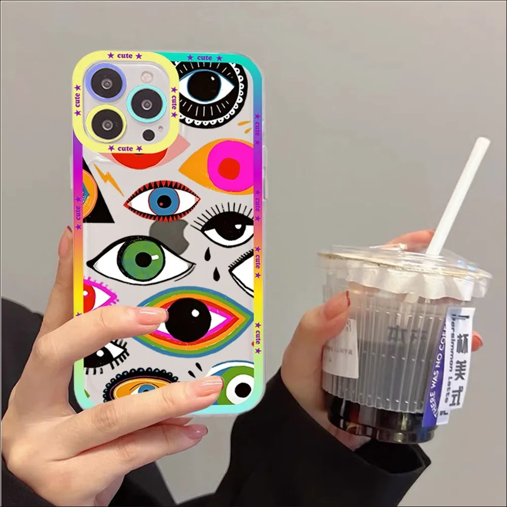 Funny Turkish Lucky Blue Evil Eye Phone Case For IPhone 14 13 12 11 Pro Max Mini X Xs XR 6 7 8 Plus SE 2020 Transparent Case images - 6