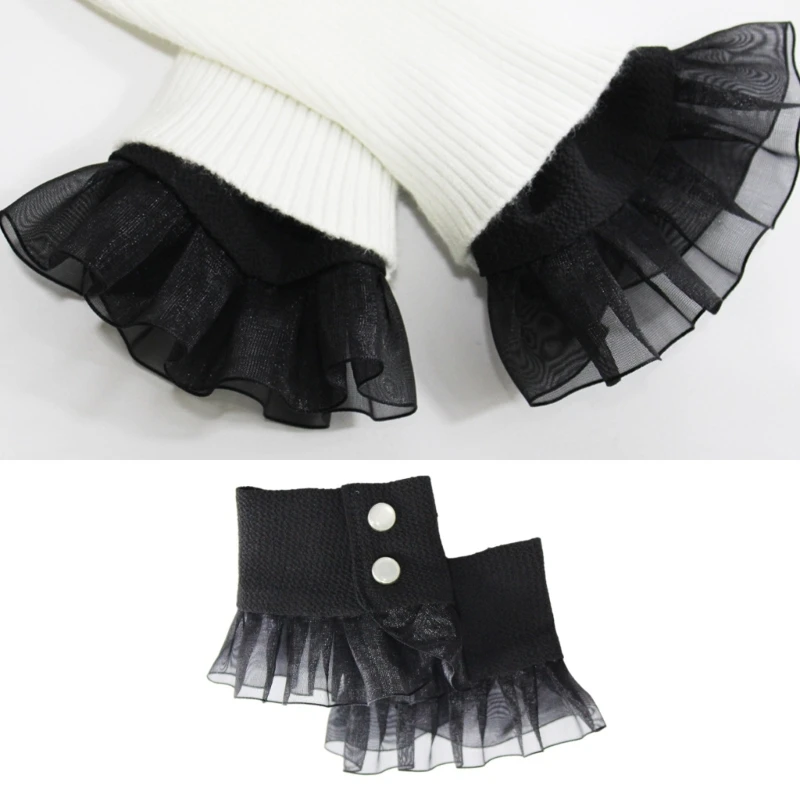 

Рубашка, свитер, прозрачные расклешенные наручные манжеты с искусственными рукавами, прозрачные кружевные декоративные рукава,