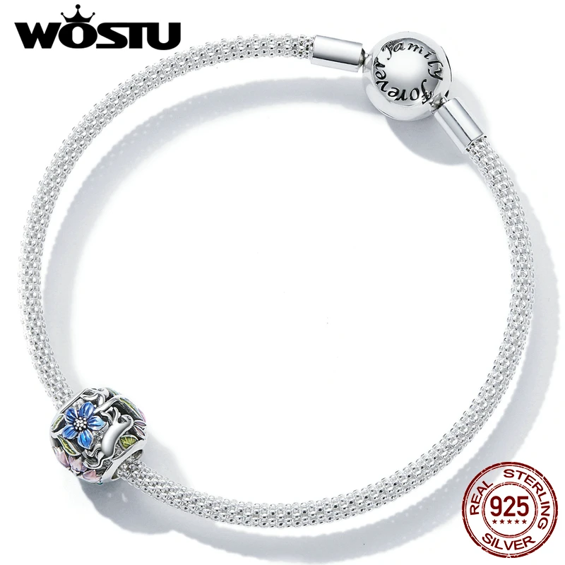 WOSTU Шарм из стерлингового серебра 925 пробы животные цветы джунгли секретный кулон