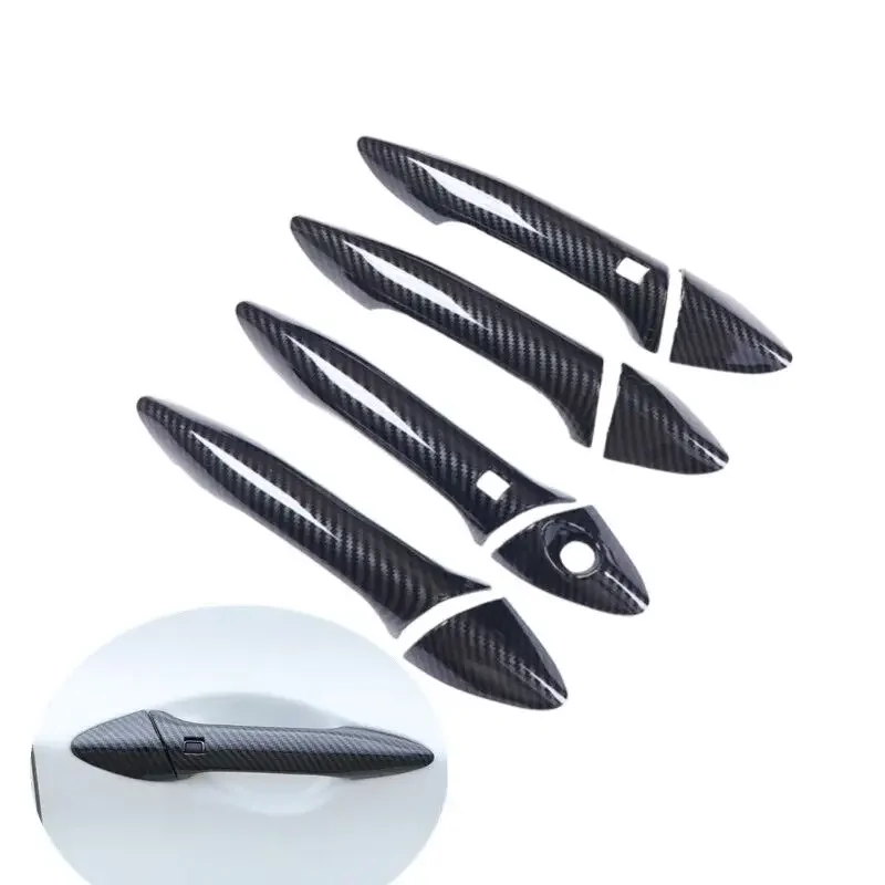 Funduoo Chrome Carbon Fiber Car Door Handle Cover Trim Stickers for Hyundai Elantra 2012-2016 Styling Accessories