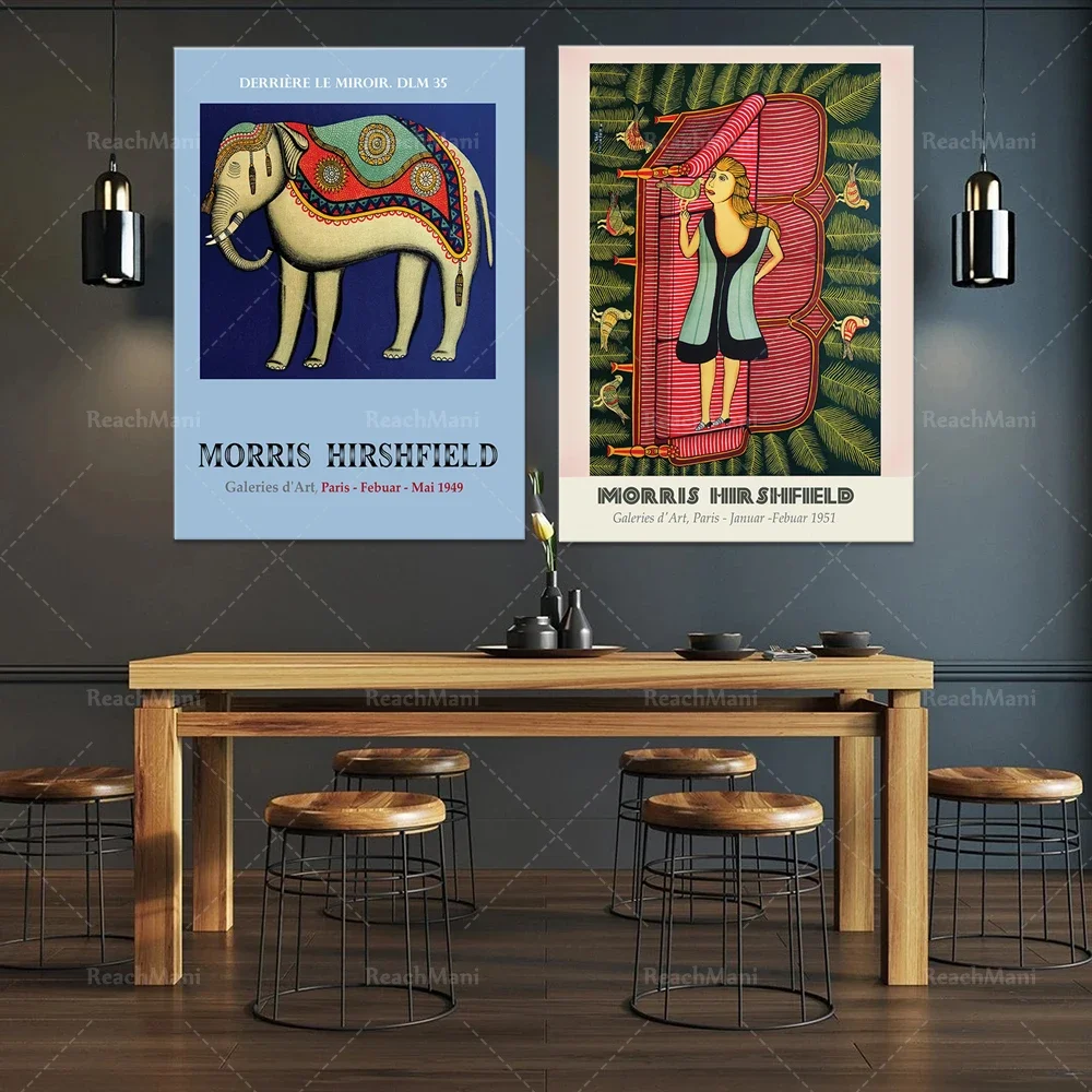 Плакат MORRIS HIRSHFIELD 1949 постер со слоном галерея 1951 художественный Девушка на диване