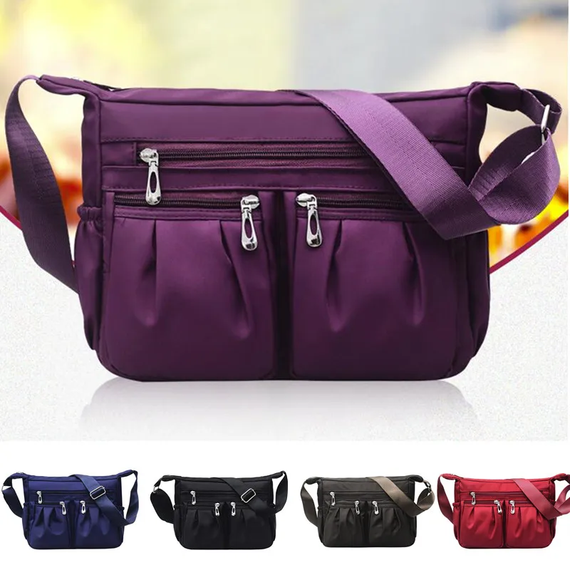 

Nylon Diagonal Cross Bag Youth Fashion Casual Version Ladies Large Capacity Waterproof Shoulder Bag Solid Color Bag