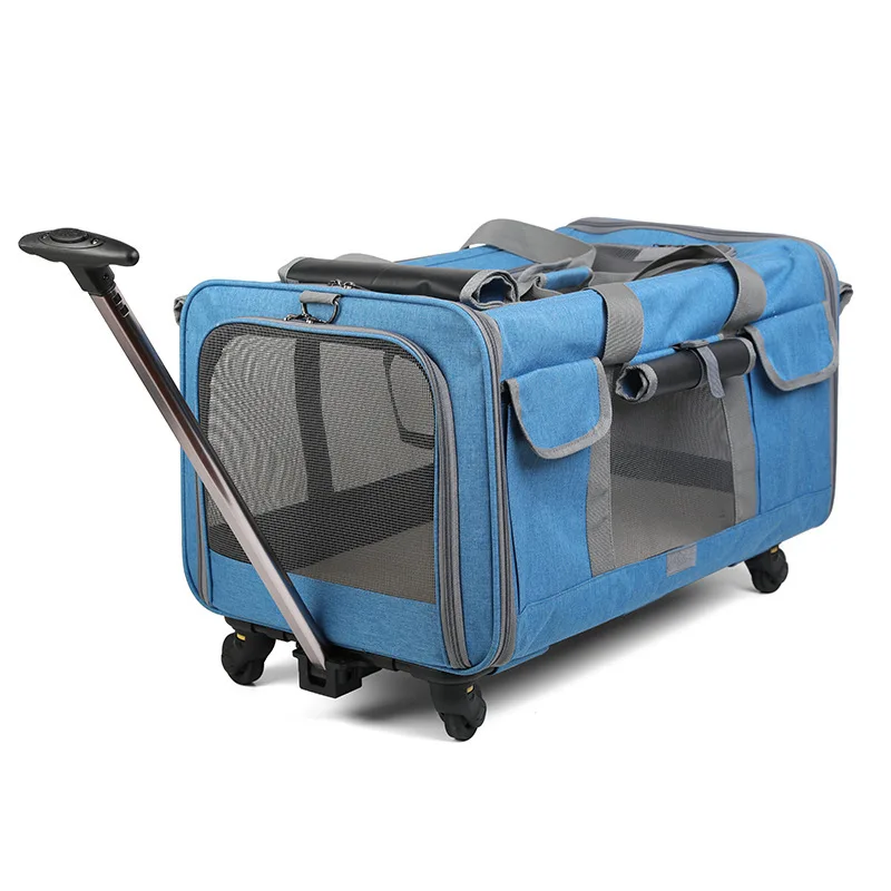 Pet Trolley Case Detachable Universal Wheel Breathable Folda