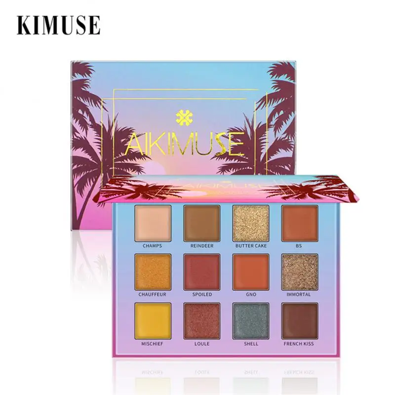 

Тени для век с защитой от загрязнения, 12 цветов, стойкие, потостойкие, не блестящие, водонепроницаемые женские тени для макияжа глаз, модные тени